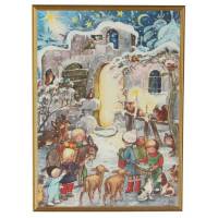 Traditionele kerstkaart met kerststal + envelop 