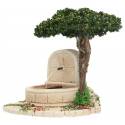 Decor voor santons de Provence Muurfontein met boom 13x9x9 cm 