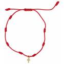 Bracelet 7 noeuds sur fil rouge avec croix plaqué-or