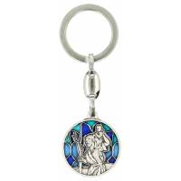 Porte-Clefs - St Christophe - 30 mm - Email Bleu