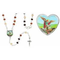 Mini chapelet St Michel + mousqueton + boîte coeur