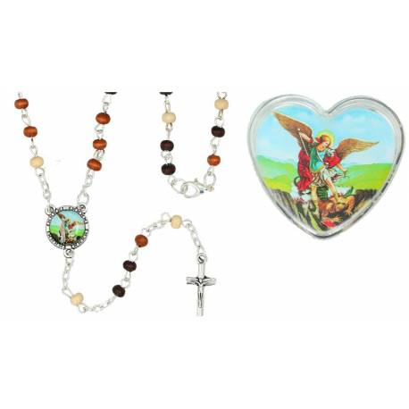 Mini chapelet St Michel + mousqueton + boîte coeur