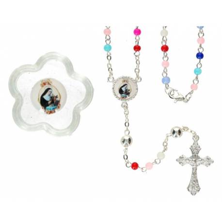 Mini chapelet multicolore + mousqueton + boîte