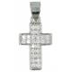 Kruisje zilver met witte strass 13 x 10 mm 
