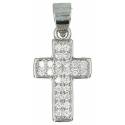 Kruisje zilver met witte strass 13 x 10 mm 
