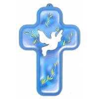 Wiegekruis - 13 X 9 cm - Duif / Blauw 