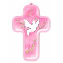 Wiegekruis - 13 X 9 cm - Duif / Roze 