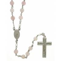 Rozenkrans Zilver + Rhodium Roze Kwarts 6 mm 