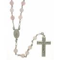 Rozenkrans Zilver + Rhodium Roze Kwarts 6 mm 