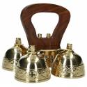 Liturgische bel met 4 tonen Houten handvat 