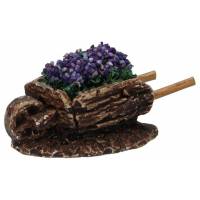 Décor pour santons de Provence Brouette avec lavande 7x3x2 cm