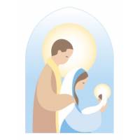 Plaque murale Ste Famille bleu 13 cm