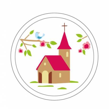 Bas relief Chapelle et fleurs 10cm