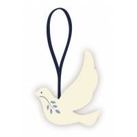 6x6cm duif met blauw lint 