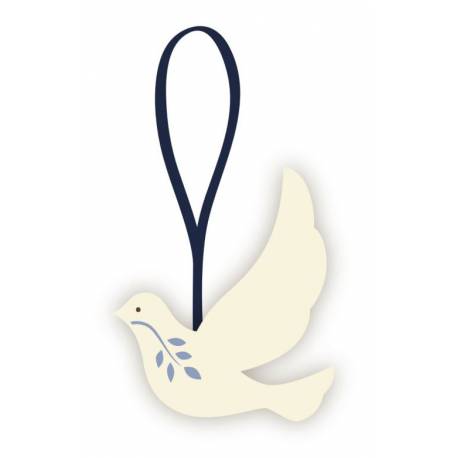 6x6cm duif met blauw lint 