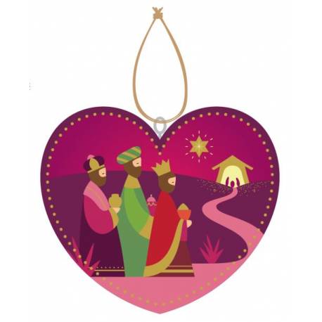 Décoration de Noël en forme de coeur - fuschia