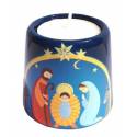 Kaarsenhouder Heilige Familie blauw 6.5 cm 