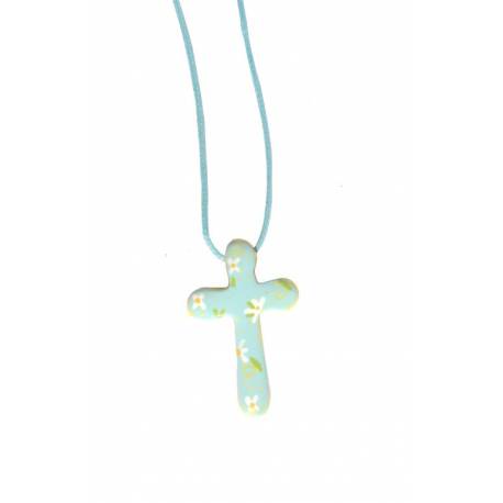 Croix Pendentif Bleue Environ 3cm
