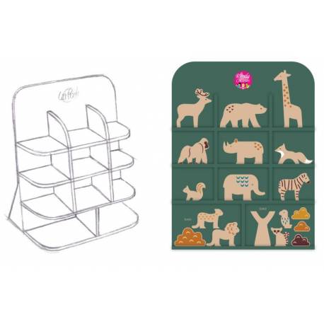 Hout -beeldjes display 