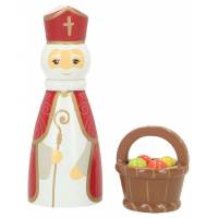 Sinterklaas en zijn mand met appels 10 cm 