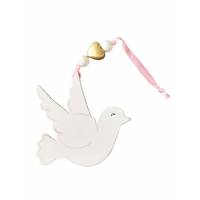 Colombe à suspendre blanche rose 10x10cm