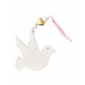 Colombe à suspendre blanche rose 10x10cm