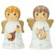 2 anges en bois tourné Blanc 7 cm - Lyre + Mandoline
