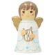 2 anges en bois tourné Blanc 7 cm - Lyre + Mandoline