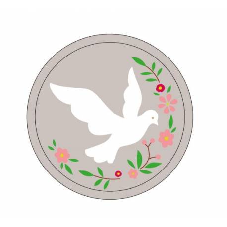 Bas relief Colombe galet 10cm