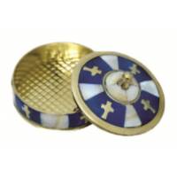 Boîte à chapelets en Nacre et Laiton - Bleu - Diamètre 7cm