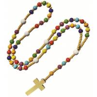 Chapelet bois multicolore - Perles 8/10mm