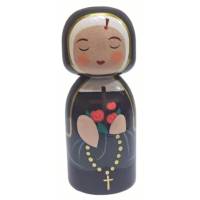 Houten beeldje van Sint-Rita, hoogte 10 cm + doosje 