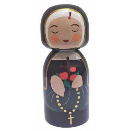 Statue Sainte Rita en bois tourné hauteur 10cm + Boîte