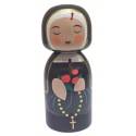 Statue Sainte Rita en bois tourné hauteur 10cm + Boîte