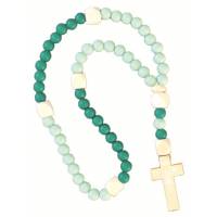 Elastische rozenkrans - siliconen D8 mm + hout - tweekleurig groen 