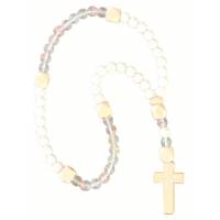Chapelet Elastique - Silicone D8mm + Bois - Bicolore clair/blanc