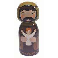 Statue Saint Joseph en bois tourné hauteur 10cm + Boîte