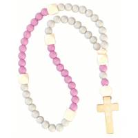 Elastische rozenkrans - siliconen D8 mm + hout - tweekleurig paars/grijs 