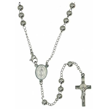 Chapelet Acier Saint Benoît avec mousqueton