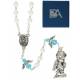 Chapelet Verre bleu clair St Michel + ange + Ecrin