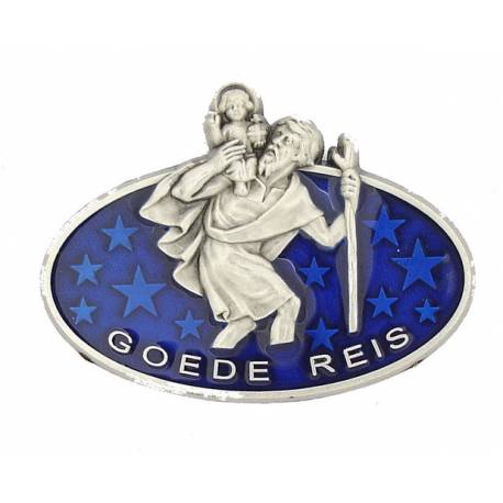 Méd. Aimantée - St Christophe - Goede Reis - Email bleu