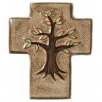 Croix Céramique 12 X 10 cm Brun sable - Arbre De Vie