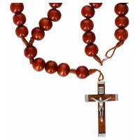 Rozenkrans op koord - Hout / Natuur 10 mm + Karabijnsluiting 