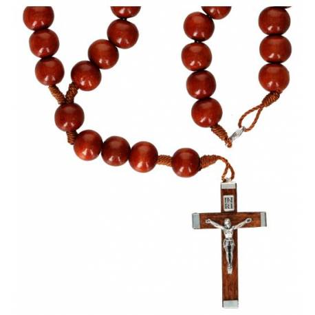 Rozenkrans op koord - Hout / Natuur 10 mm + Karabijnsluiting 