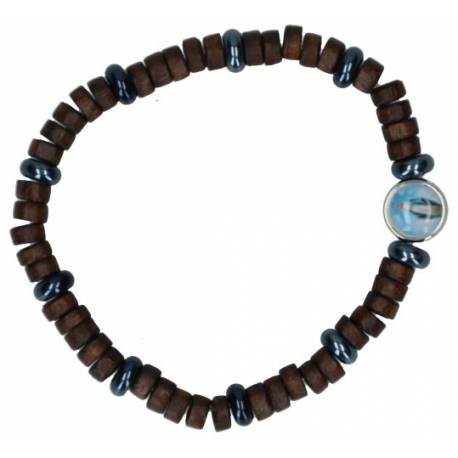 Bracelet sur élastique - Bois + hématite