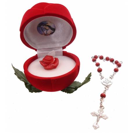 Ecrin rose - Rose rouge + Dizainier Parfumé Ste Rita