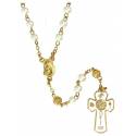 Communierozenkrans Glas wit / Ketting verguld 