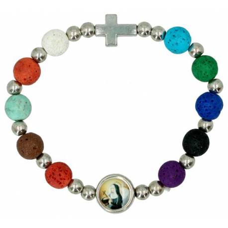 Armband/elast - Stenen versch. kleuren + med H Rita 