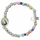 Armband op elastiek verzilverd en multicolor + med H Rita 