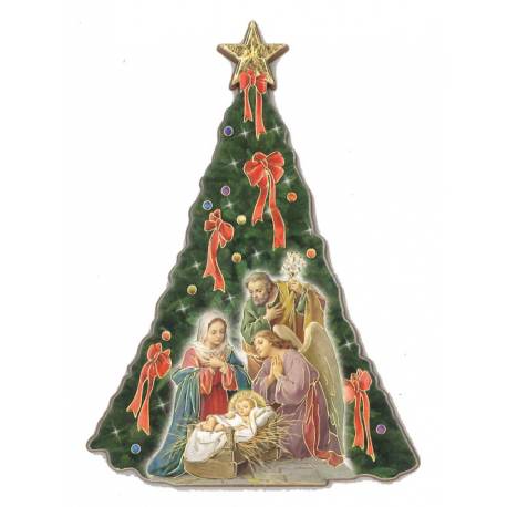Sapin / Nativité - 7 X H11 Cm - A poser / A pendre